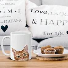 1 chiếc cốc cà phê/trà bằng gốm hình mèo tam thể màu cam ngộ nghĩnh. - Nhiều màu - Xem 3