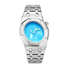 Ladies Luxury Fashion Watch - Blue/Pink Unique Textured Dial Wavy Hands Elegant Watch Quartz Movement - one-size - View 13