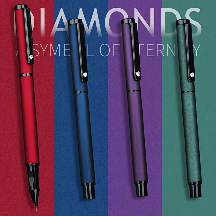 高级金属钢笔 | 1/4支装 | 双墨水供应系统 | 0.38毫米超细笔尖 | 兼容3.4毫米墨盒 | 适用于学校、办公室、商务、签名、父亲节礼物、学习、圆珠笔、护士办公用品、学校用品、办公桌、复活节礼物、彩色笔、艺术笔、母亲节礼物、成人礼物、毕业派对用品