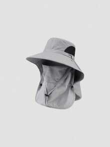 Men's Summer Detachable Shawl Outdoor Quick-Dry Waterproof Bucket Hat, Sun Protection Hiking Hunting Breathable Sun Hat - A - View 12