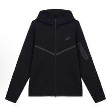 Nike Unisex Tech-Inspired Zip Hoodie & Jogger, Slim Fit Tapered Tracksuit With Cozy Lining, No Shrinkage, Effortless Streetwear Graphic Outerwear For Men & Women Set - Black Full-Zip Hoodie1 - 查看 2