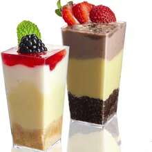 100pcs/50pcs/30pcs/10pcs Set Rectangular Mousse Cups, Dessert Cups, Viral Wooden Pudding Cups, Tiramisu Cups, Pudding Cups, Reusable With Heat And Cold Resistance - Transparent - View 4