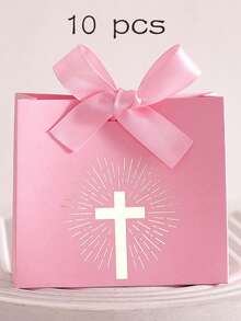 10pcs Christian Baptism Candy Boxes, Wedding Communion Ceremony Favors, Shiny Cross Foil Candy Boxes - Multicolor - View 11
