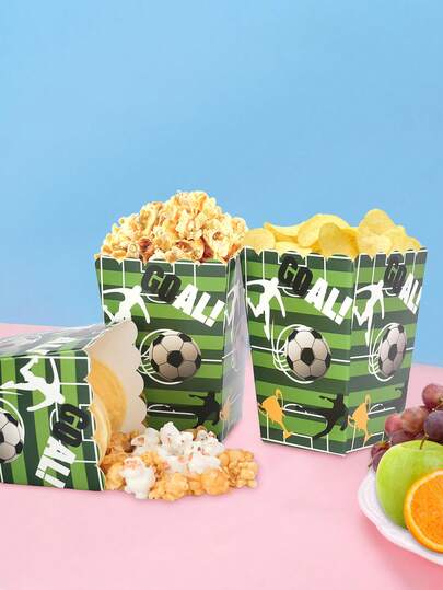 10pcs/20pcs/30pcs Football Goal Party Popcorn Boxes Popcorn Bags Soccer Buckets Container Holder Sport Party Favors For Sport Supplies Decorations
