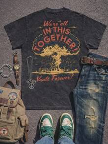 Vintage Washed Technology  Quality Cotton  Men's Unisex Tee  Apocalyptic Bomb Print  Retro Style  Punk Aesthetic  Casual & Festival Wear  Big Size Option - màu đen - Xem 3