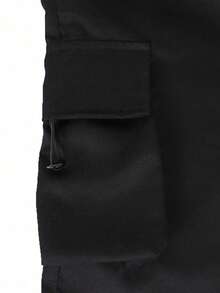 1 Set Men Short Sleeve T-Shirt & Cargo Shorts, Casual Versatile Commute Outdoor Street Style, Spring - Black and White - View 9
