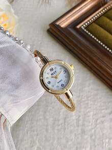 Reloj de cuarzo elegante para mujer, adecuado para uso diario, regalo de cumpleaños/graduación, accesorio para fiestas - Dorado - Ver 4