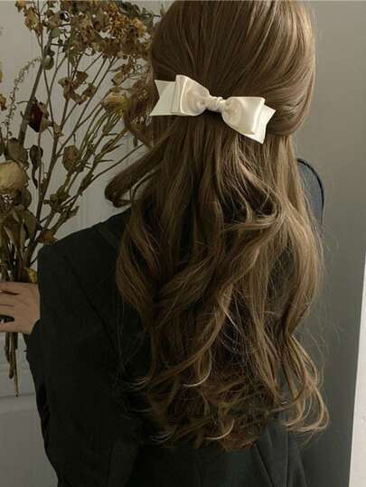Korean & Japanese Ins Style Bowknot Spring Clip Hairpin, Versatile Elegant Hair Accessory Clip For Women