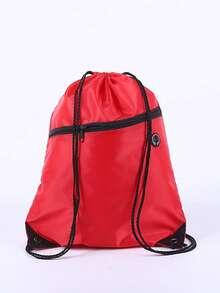 1 pieza/5 piezas/10 piezas/15 piezas Bolsa con cordón y cremallera, bolsa de almacenamiento de mochila de poliéster con doble cordón, gran capacidad - Multicolor - Ver 15
