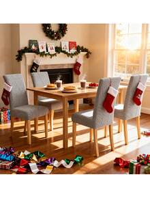 4/6pcs Chair Cover Stretch Brushed Jacquard Medium-Back Chair Set Home & Hotel Conference Chair Covers - Multicolor - View 4