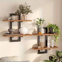 Bathroom Storage Rack, Kitchen And Living Room Wall-Mounted Partition, Solid Wood Hanging Wall Storage Rack, Wooden Floating Shelf - Multicolor - View 1