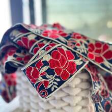 2026 Nuevo lanzamiento: Cinta de gasa bordada con flores de 100 CM en colores, adecuada para hacer correas de bolsos con estilo bohemio, manualidades de joyería y talla grande - Multicolor - Ver 2