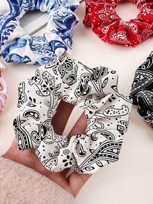 5pcs Women's Satin Lotus Flower Combination Tropical Floral Print Hair Scrunchies Hair Ties Scrunchy Hair Ties Ponytail Holders - Multicolor - View 5