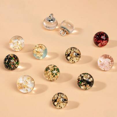 10/24 Adet 10x12mm Parlak Renkli Folyo Düğme Boncuk, Kendin Yap El İşi Giysi Dekorasyon Düğmeleri, Çin Cheongsam, Hanfu, Kazak, Hırka, Gömlek Dikiş Aksesuarları İçin Uygundur