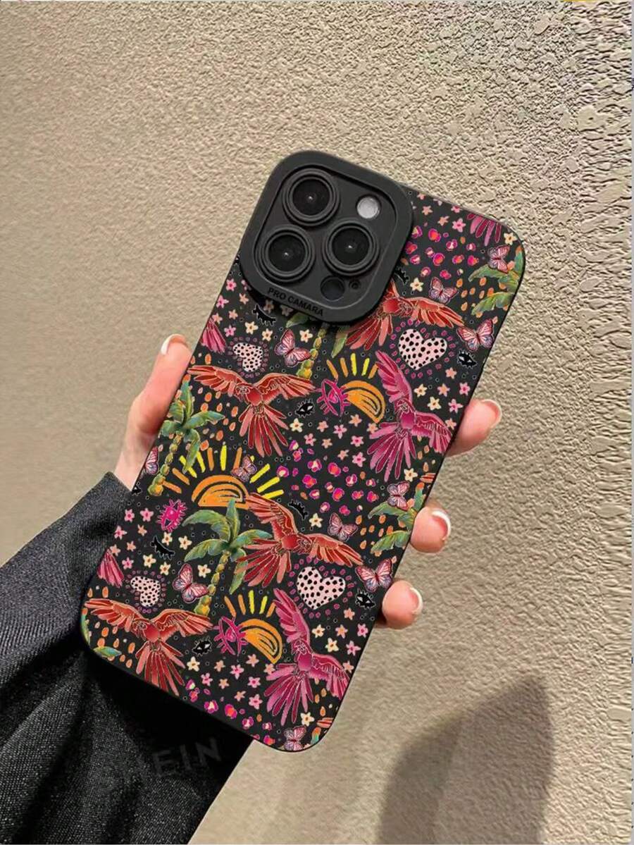 图腾鹦鹉图案镂空猫眼米色防震手机壳保护套，兼容 17、 14 Pro、 14 Pro Max、 13、 13 Pro、 13 Pro Max、 11、 11 Pro Max、 12、 12 Pro、 12 Pro Max、 XR、 XS、 15、 15 Pro、 15 Pro Max、 16、 16 Pro、 16 Pro Max、 17、 17 Pro、 17 Air、 17 Pro Max，高端防震手机壳 - 彩色 - 查看 1