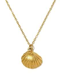 Mazuer 1件装不锈钢浪漫贝壳心形吊坠项链，18K镀金锁骨链，适合女性在度假、日常、约会、节日和生日时佩戴。 - 彩色 - 查看 11