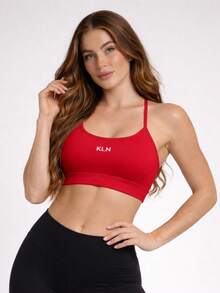 Women's Top Fitness Without Padding, Straps, Backless, Sports Workout/Gym, Premium Polyamide Fabric, Zero Comfort, No Transparency - Đỏ - Xem 1