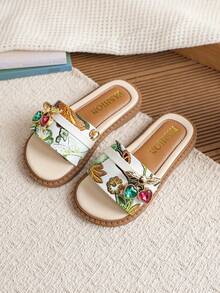 1 Pair Girl's Fashionable, Elegant And Luxurious Summer Sandals - White - View 2