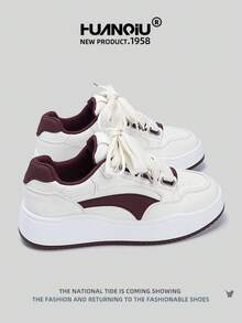 HUANQIU 2026新款男鞋，男士运动鞋，黑色鞋，滑板鞋，时尚白鞋，多功能轻便舒适白鞋，系带软底休闲鞋，跑步鞋，红白四季鞋 - 紅白色 - 查看 4