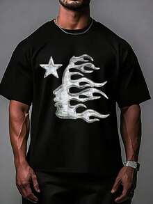 Hellstars Path To Paradise Abstract Y2K Graphic T-Shirt,220g 100% Cotton,Round Neck Short Sleeve,Black Streetwear Essential For Summer Going Out,Unisex Style - màu đen - Xem 1