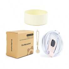 一套 EcoNymphal 杯子配件，40盎司/1200毫升保温杯替换盖，防漏，旅行咖啡杯杯套，硅胶防滑底盖，带可爱装饰 - 彩色 - 查看 13