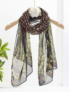 1件春季新款巴厘岛雪纺印花围巾，东南亚披肩 - 彩色 - 查看 4