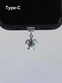 1pc Cartoon Sea Turtle Charm Dust Plug, Compatible With IOS Lightning & Type-C - Gold - View 9