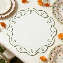 1/4/6pcs Round Placemats And Coasters, Coffee Mats, Kitchen Table Mats, Easy To Clean, Suitable For Kitchen And Dining Room Round Tables, Embroidered, Washable, Reusable - Multicolor - View 4