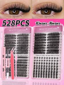 This Set Includes 608/528/544 Pieces Of Fluffy D-Shaped Curly False Eyelashes, With A Beginner's Eyelash Tutorial, Dense And Full Segmented False Eyelashes, And Comes With Glue, Setting Spray, Tweezers And An Eyelash Brush. They Can Enlarge The Eyes, Are Lightweight And Reusable, And Have A Large Capacity Of Individual Lashes. - Multicolor - View 13