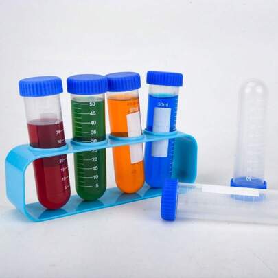 Bộ dụng cụ thí nghiệm khoa học thú vị, đồ chơi khoa học giáo dục - dụng cụ thí nghiệm, giá đỡ ống nghiệm + ống nghiệm + bộ nhỏ giọt, thí nghiệm phân loại màu sắc, dụng cụ thí nghiệm hóa học cho trường học, công cụ hữu ích giúp tăng hứng thú học tập và hiểu biết khoa học, phù hợp cho gia đình và trường học, phát triển giáo dục sớm và khám phá hóa học, đồ dùng cần thiết cho năm học mới.