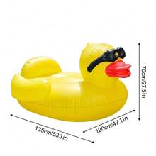 Flotteur gonflable géant en forme de canard jaune avec poignées, en matériau PVC durable. Chaise longue de camping et de plage, canapé de bord de mer, jouet d'eau d'été pour l'extérieur, décoration de fête, tapis de loisirs, amusement de natation pour adultes (pompe non incluse), flotteur de piscine, accessoires de plage, flotteur de piscine - Jaune citron - Voir 2