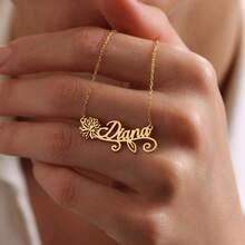 Dây chuyền mạ vàng 14K khắc tên và hoa sinh nhật theo yêu cầu, quà tặng cho phụ nữ nhân dịp sinh nhật, Giáng sinh, Ngày của Mẹ. - Nhiều màu 2 - Xem 5