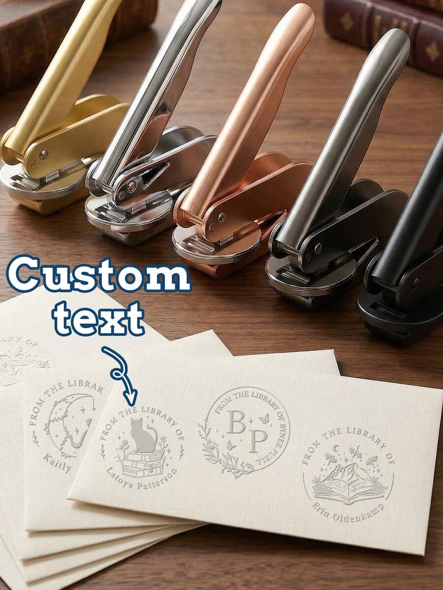 Custom Pliers Stamp With Text, Personalized Book Embosser, Birthday Gift For Book Lovers, Envelopes Invitations Decor, Ex Libris Seal - Style a - View 1