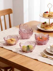 2件/6件套樱花酱汁碗，粉色樱花水晶塑料开胃菜盘，蘸酱碗，品尝盘，托盘，调味碟，小碗，冰淇淋小吃酱油碟，餐具 - 彩色 - 查看 1