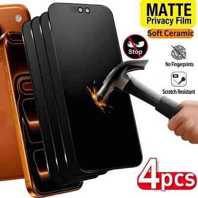 Bộ 4 miếng dán màn hình điện thoại cường lực chống nhìn trộm, chống trầy xước, dễ dàng lắp đặt, tương thích với iPhone 17 Pro Max/17 Pro/17/16 Pro Max/16 Pro/16/15 Pro Max/15 Pro/15 Series. Quà tặng sinh nhật mùa xuân.
