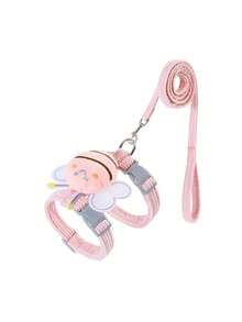 1pc Cute Bee Shaped Cat Collar, Escape-Proof Cat Harness With Adjustable Chest & Back Straps - Baby Pink - View 3
