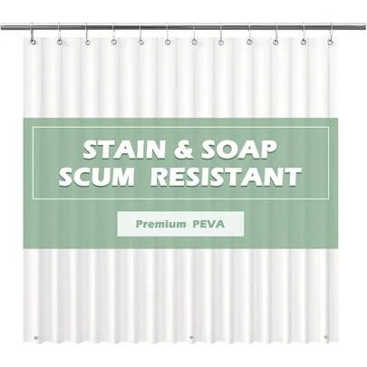 EHZNZIE Clear Shower Curtain Liner Light Weight PEVA, Shower Liner 72x72 Inches, Waterproof, No Chemical Smell With 12 Rust Proof Metal Grommets Holes For Bathroom Shower Curtain
