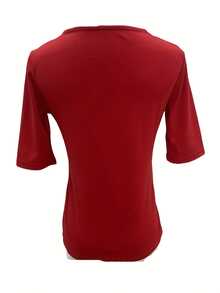 2025 Neue Slim Fit Kurzarm Rotes Top, elegantes Halbarm asymmetrisches Schulter Top für Frauen, Sommer Casual - Rot - Übersicht 4