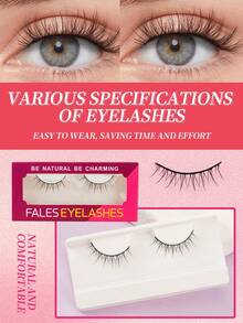 1对手工假睫毛，装在简约优雅的纸盒中，家用拉长眼型工具，让眼睛看起来更大。 - 黑色 - 查看 7