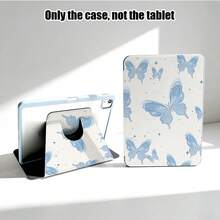 浅蓝色蝴蝶图案PU皮革支架手机壳，带笔槽，720度旋转支架，自动休眠/唤醒功能，兼容荣耀手机、平板电脑、苹果手机及其他设备 - 彩色 - 查看 8