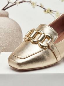 Women's Julia Square Toe Pumps With Buckle | Light Gold – Sophisticated, Shiny, Feminine - 金色 - 查看 11