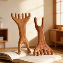 2pcs/Set Natural Sandalwood Air Cushion Massage Comb + Sandalwood Nose Massager Set, Scalp Care Anti-Static Wood Comb, Sandalwood Air Cushion Massage Comb, Facial Acupressure Massage Tool, Home & Travel Massage Kit - Cushion Comb + Nose Trimmer - View 5