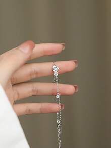 1pc S925 Sterling Silver Heart Rose Flower Bracelet For Women, Romantic Luxury Jewelry Gift, Versatile Elegant French Countryside Style Wrist Chain - Love - View 6