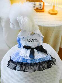 宠物连衣裙一件装，狗狗/猫咪服装，透气轻盈的童话公主裙，春夏新品 - 藍色 - 查看 1