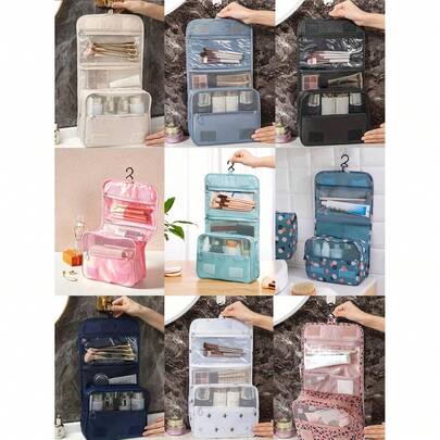 1pc Large Capacity Travel Toiletry Bag, High-Quality Waterproof Hanging Toiletry Bag, Cosmetic Storage Bag, Multi-Functional Travel Storage Bag, Portable Zippered Tote Bag, Beauty Tool Storage Bag, Women's Travel Makeup Bag, Cosmetic Organizer, Travel Essential, Women's Gift, Holiday Gift, Christmas Gift.