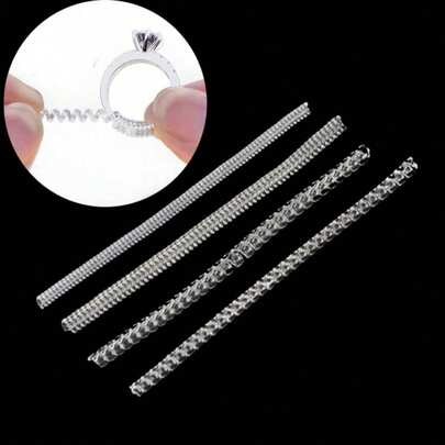 20 piezas/5 sets Ajustador de anillo de silicona, 4 tamaños diferentes por set, apretador de anillo en espiral de silicona suave e invisible, adecuado para anillos sueltos, protector de anillo de silicona transparente, unisex, le permite ajustar el tamaño del anillo sin cambiar el tamaño del anillo