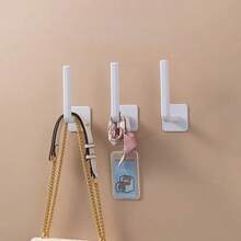 1/3pcs Self-Adhesive Wall Hooks - Strong White Bathroom Towel Hooks - Kitchen Towel Racks - Sticky, Heavy Duty, Waterproof, Suitable For Bathroom Towel Racks, Tea Towel Racks - Multicolor - View 4