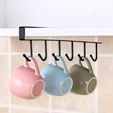 6 Hook Coffee Cup Mug Holder Black White Hooks Shelf Multifunction Kitchen Cabinet Sundries Organizer Storage Hanger - One Size Fits All - View 11