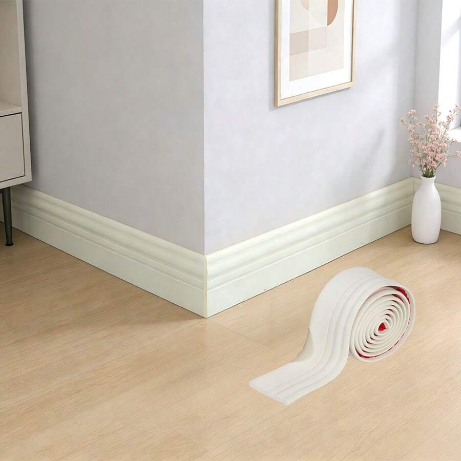 Self-Adhesive Flexible Baseboard & Waistline Wall Sticker, Waterproof Curved Design, Suitable For Home And Rental Renovation - 10cm Wide - View 1
