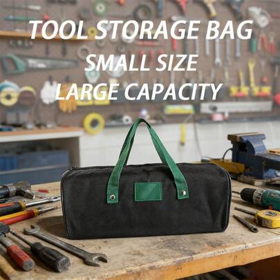 1pc Mini Portable Tool Storage Bag, Oxford Cloth Durable Compact Tool Pouch, Multi-Compartment Hardware Organizer, Electrical Repair Essential, Small & Space-Saving